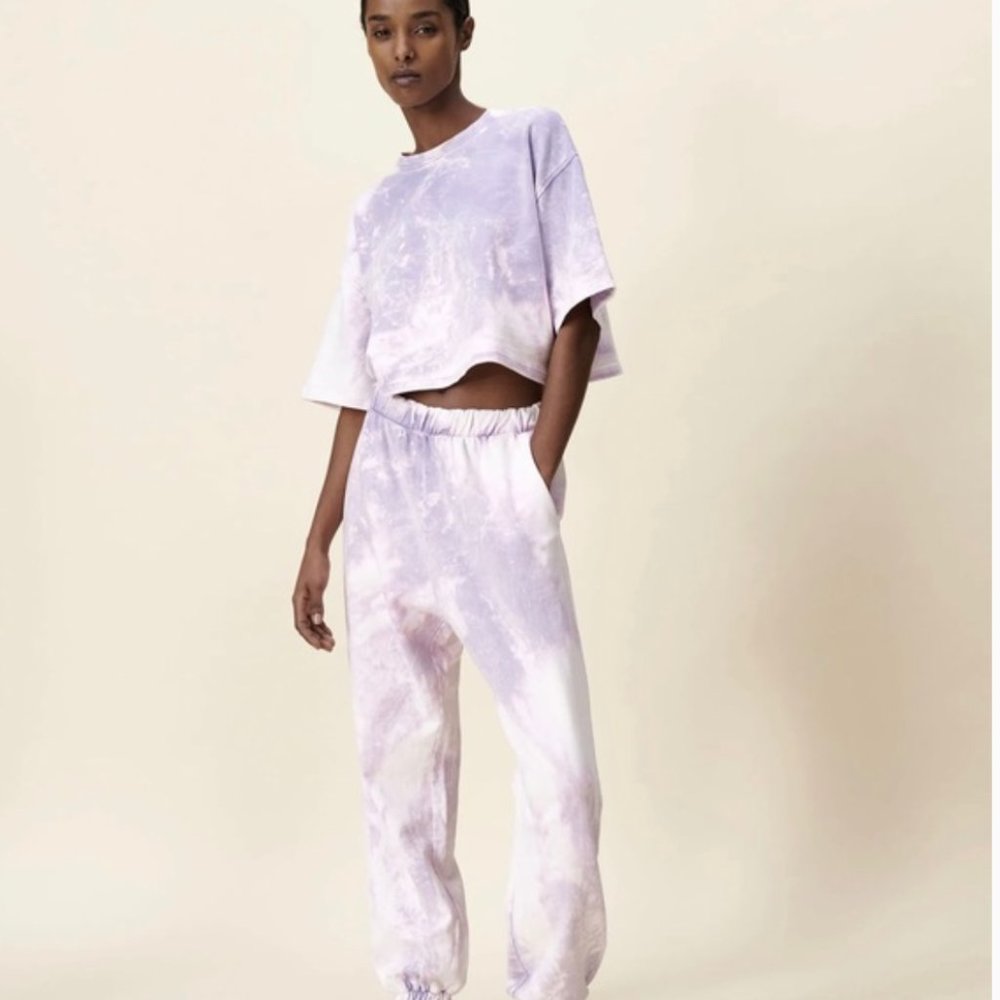 Zara Tie Dye Joggers Purple White